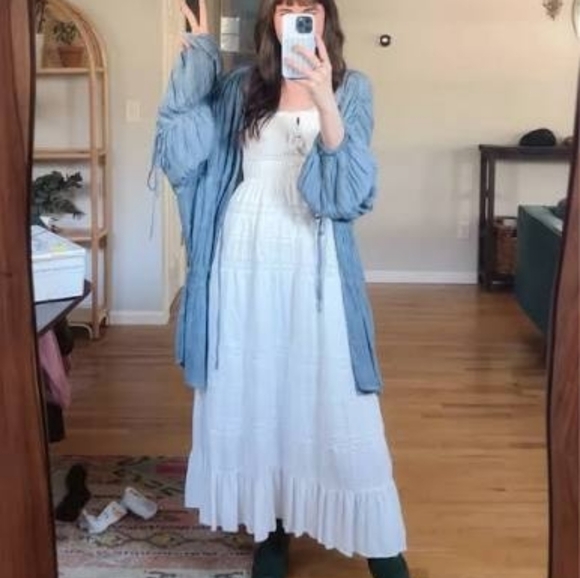 Free People Light Blue Bohemian Blouse - Picture 3 of 4